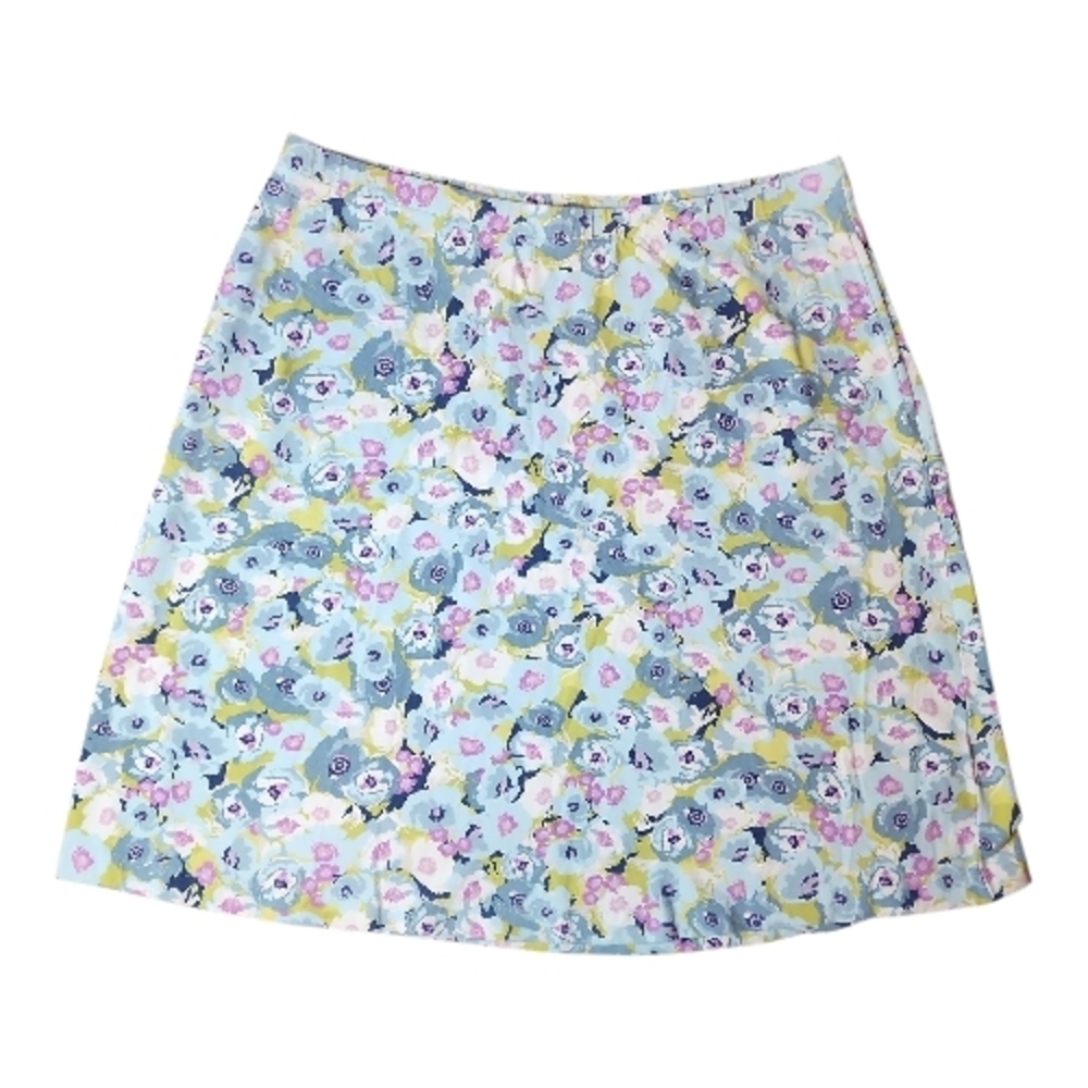 J. JILL | Feminine Cotton Cottagecore Mini Skirt in Blue Purple White Floral | M